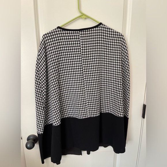 SHEIN Houndstooth Colorblock Batwing Sleeve Open Front Coat - Picture 3 of 3